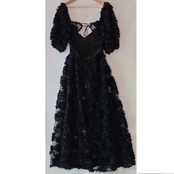 NWT FOR LOVE & LEMONS ASTRID BLACK FLORAL MESH SHEER MAXI DRESS #2 SIZE S - Picture 8 of 12